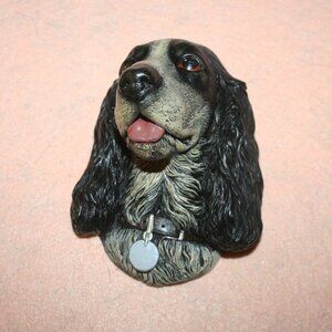 Vintage Cocker Spaniel Bosson Head Character Chalkware Wall Plaque